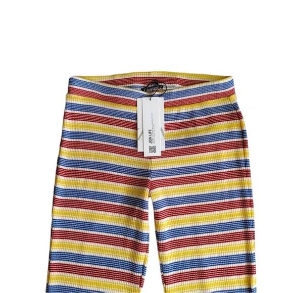 Zara Rib Texture Striped Pull On bell leg Pants Size Small - Picture 8 of 13